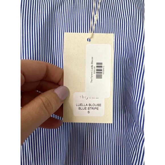 NWT The Femm Poplin Lightweight Puff Sleeves Luella Blouse Blue Size: Small - Picture 5 of 10
